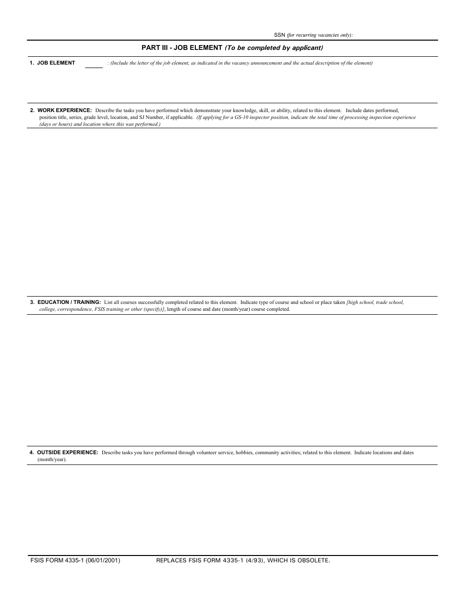 FSIS Form 4335-1 Application for Promotion, Page 9