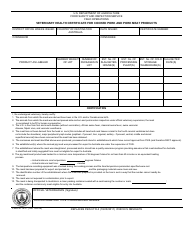 Document preview: FSIS Form 9115-3 Veterinary Health Certificate for Cooked Pork and Pork Meat Products