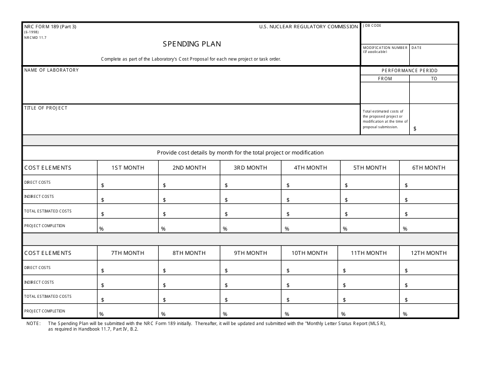 NRC Form 189 Doe Laboratory Project and Cost Proposal for NRC Work, Page 5
