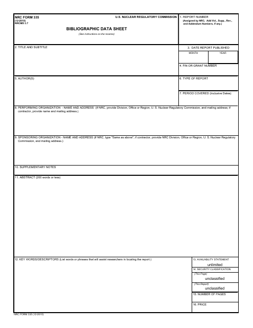 NRC Form 335  Printable Pdf