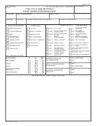 NRC Form 361a Fuel Cycle and Materials Event Notification Worksheet