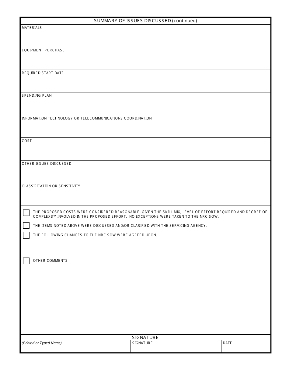 NRC Form 555a Summary of Negotiations Interagency Agreement, Page 2