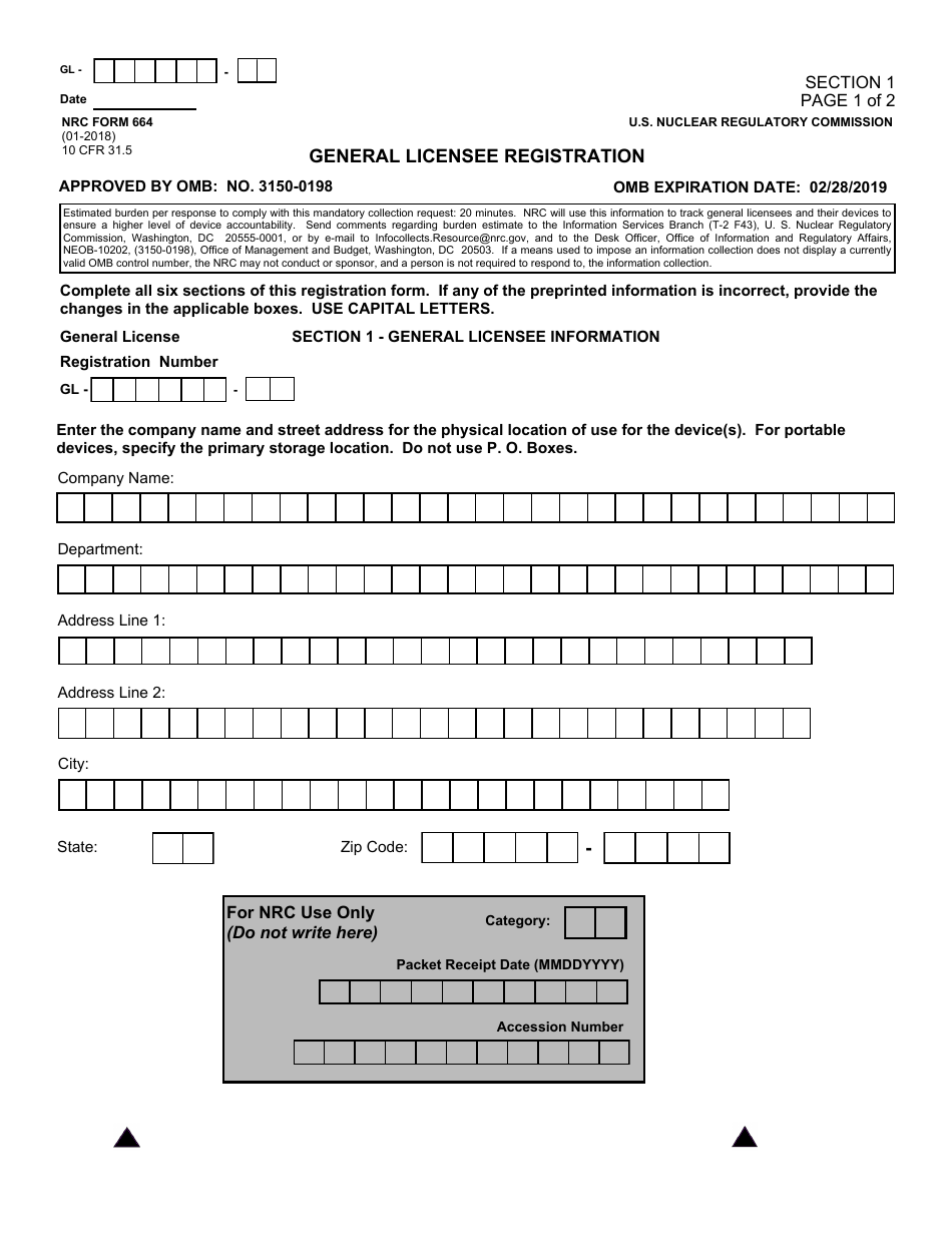 NRC Form 664 General Licensee Registration, Page 4
