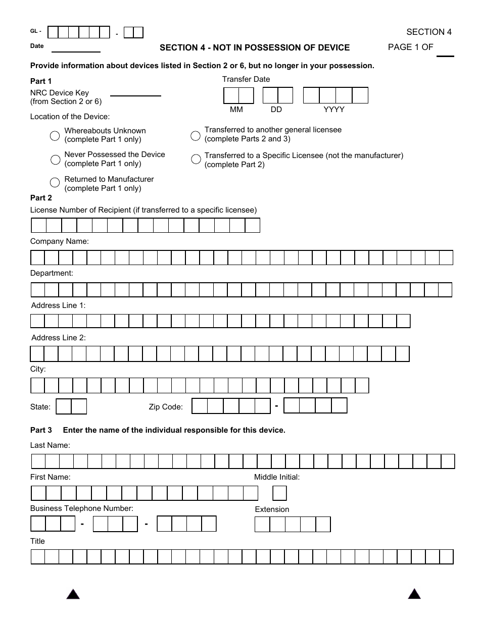 NRC Form 664 General Licensee Registration, Page 9