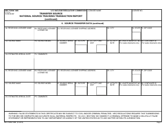 NRC Form 748b Transfer Source National Source Tracking Transaction Report, Page 3