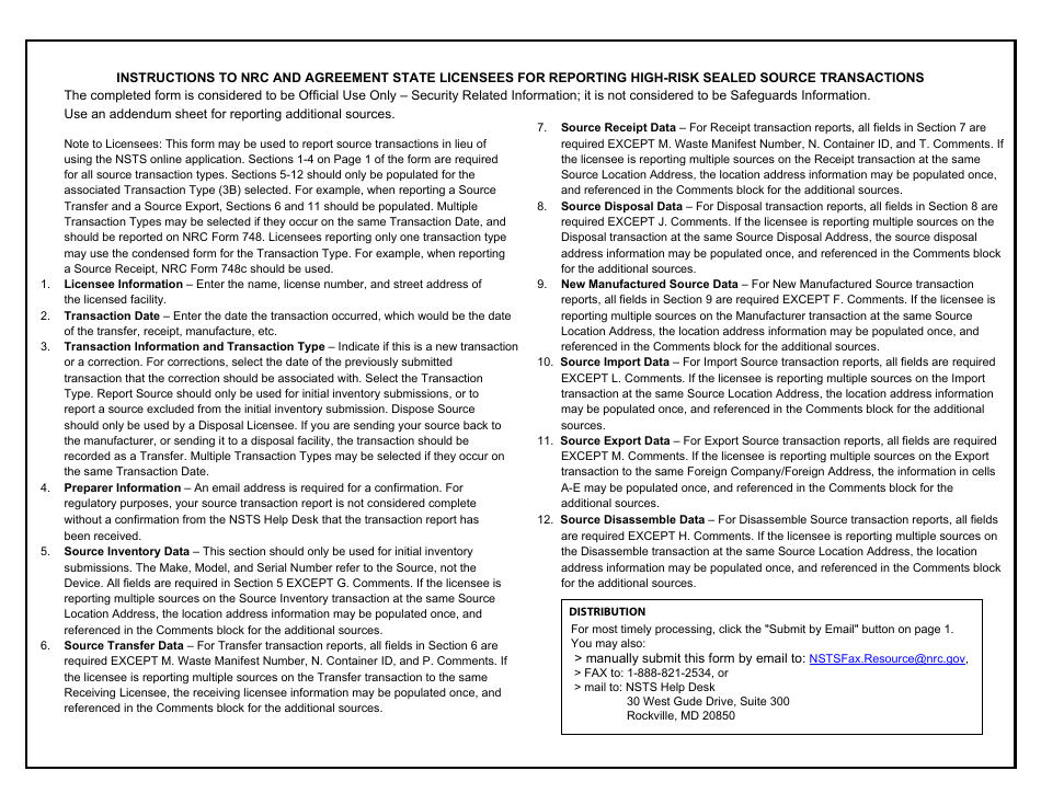 NRC Form 748b Transfer Source National Source Tracking Transaction Report, Page 4