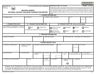 Document preview: NRC Form 748c Receive Source National Source Tracking Transaction Report