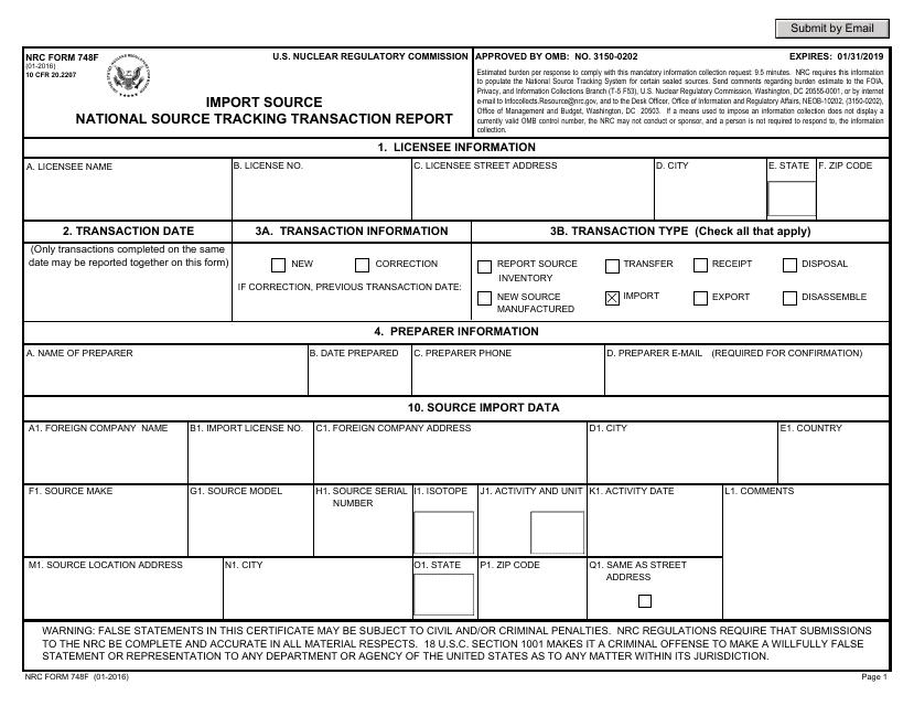 NRC Form 748f  Printable Pdf