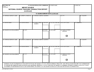 NRC Form 748f Import Source National Source Tracking Transaction Report, Page 3