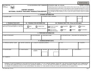 Document preview: NRC Form 748g Export Source National Source Tracking Transaction Report