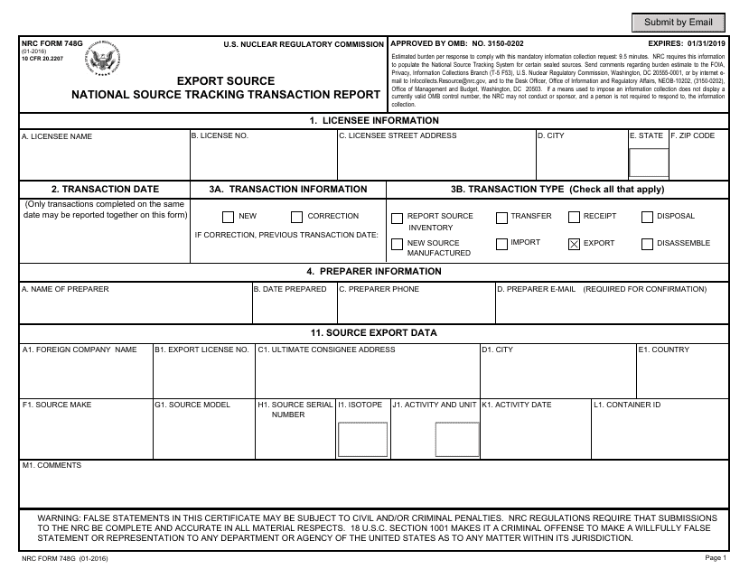 NRC Form 748g  Printable Pdf