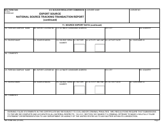 NRC Form 748g Export Source National Source Tracking Transaction Report, Page 3