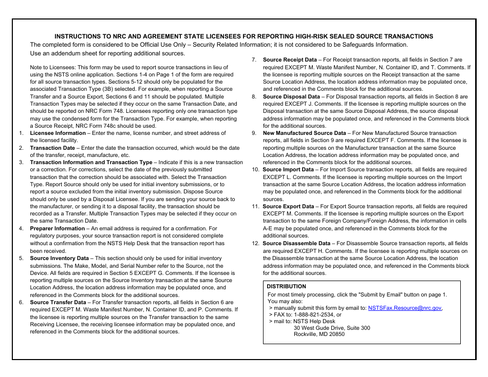 NRC Form 748 National Source Tracking Transaction Report, Page 16