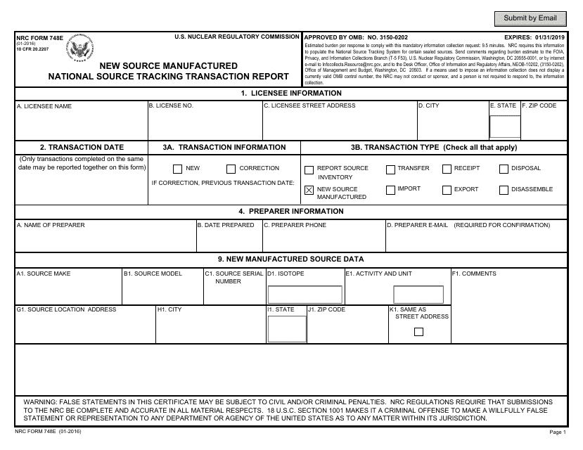 NRC Form 748e  Printable Pdf
