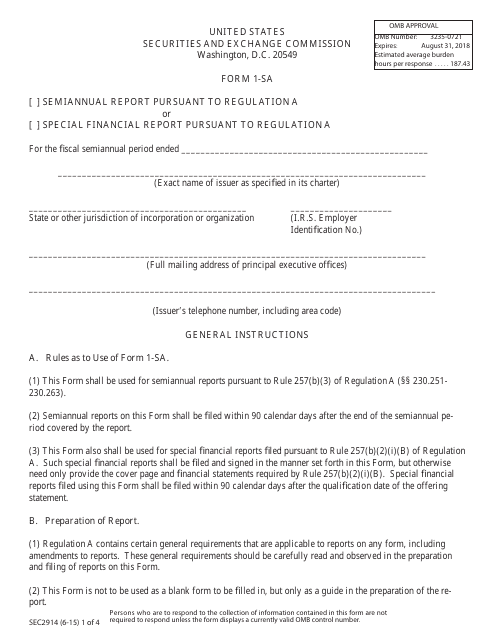 SEC Form 2914 (1-SA)  Printable Pdf