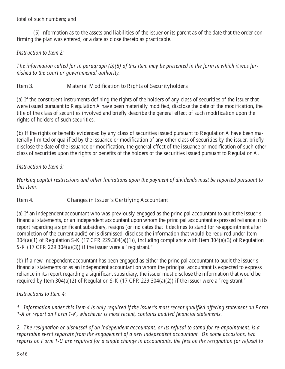 SEC Form 2915 (1-U) Current Report Pursuant to Regulation a, Page 5
