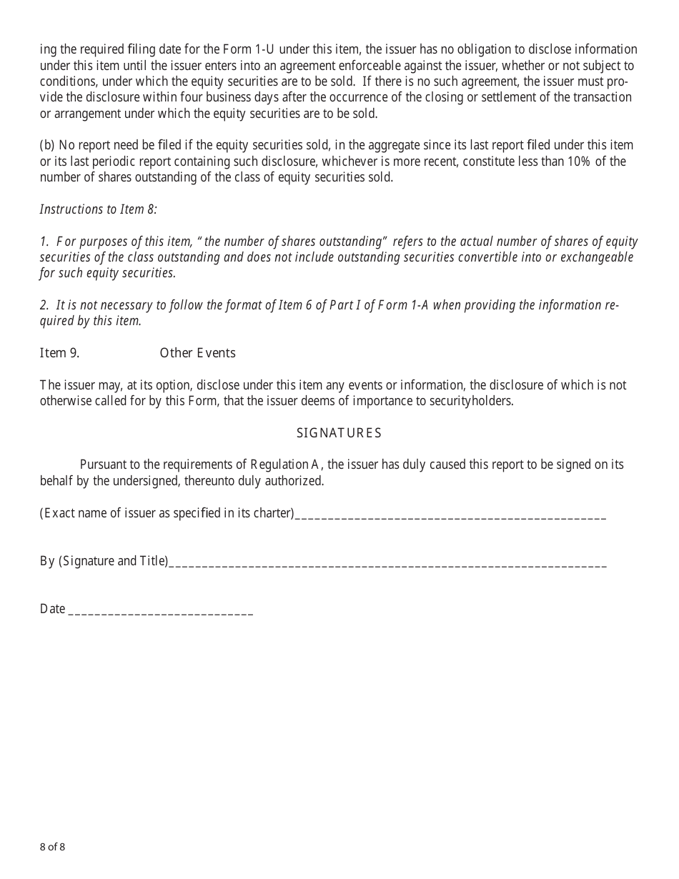 SEC Form 2915 (1-U) Current Report Pursuant to Regulation a, Page 8