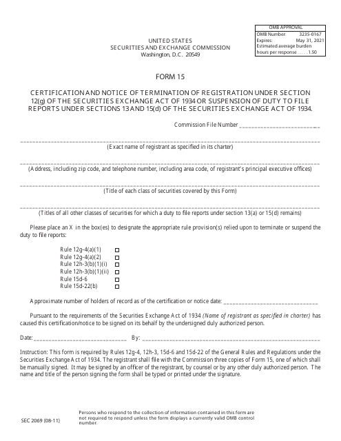 SEC Form 2069 (15)  Printable Pdf