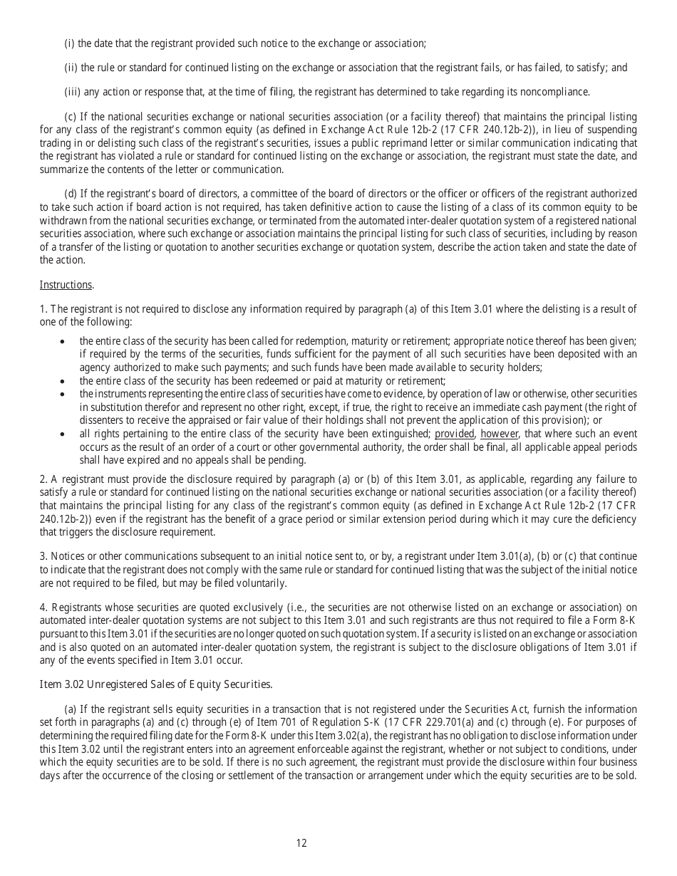 SEC Form 873 (8-K) Current Report Pursuant to Section 13 or 15(D) of the Securities Exchange Act of 1934, Page 12