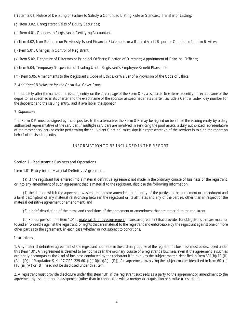 SEC Form 873 (8-K) Current Report Pursuant to Section 13 or 15(D) of the Securities Exchange Act of 1934, Page 4