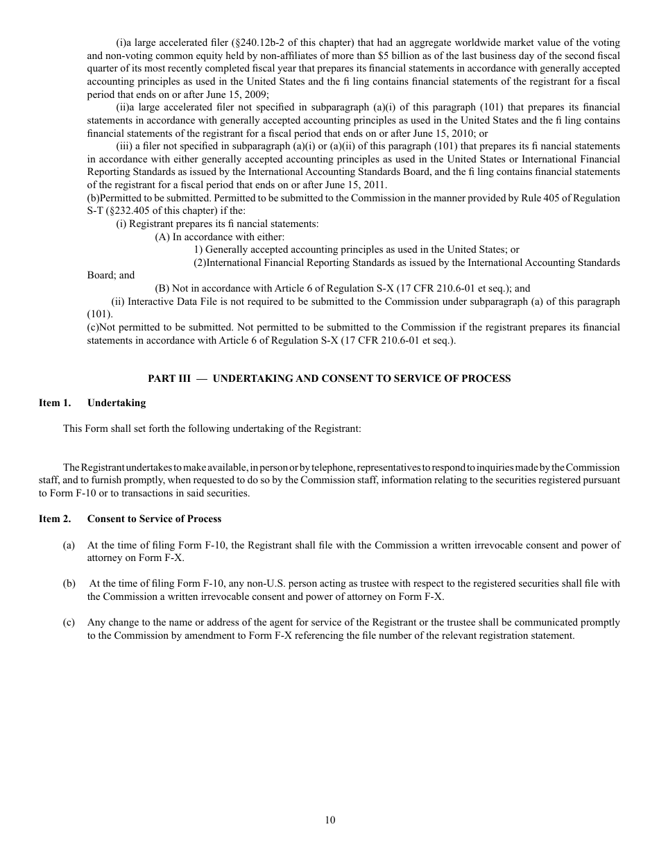 SEC Form 2292 (F-10) Registration Statement Under the Securities Act of 1933, Page 10
