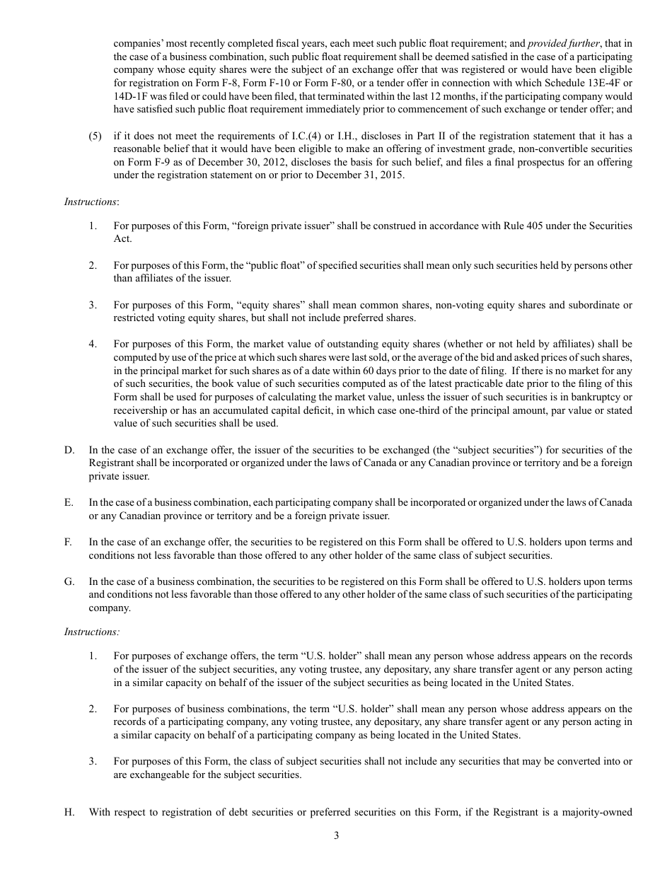 SEC Form 2292 (F-10) Registration Statement Under the Securities Act of 1933, Page 3