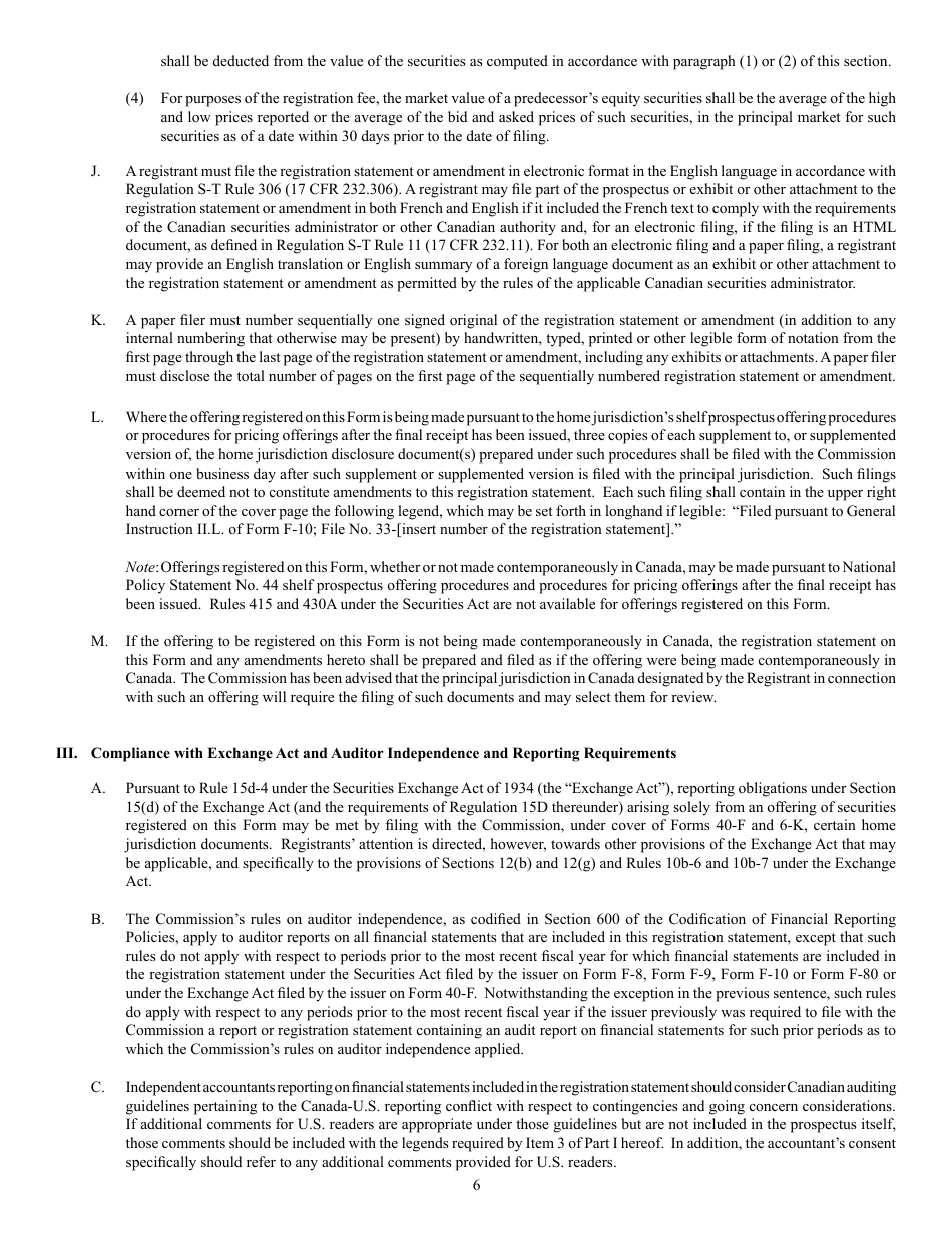 SEC Form 2292 (F-10) Registration Statement Under the Securities Act of 1933, Page 6