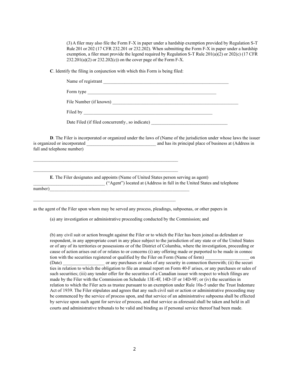 SEC Form 2288 (F-X) - Fill Out, Sign Online and Download Printable PDF ...