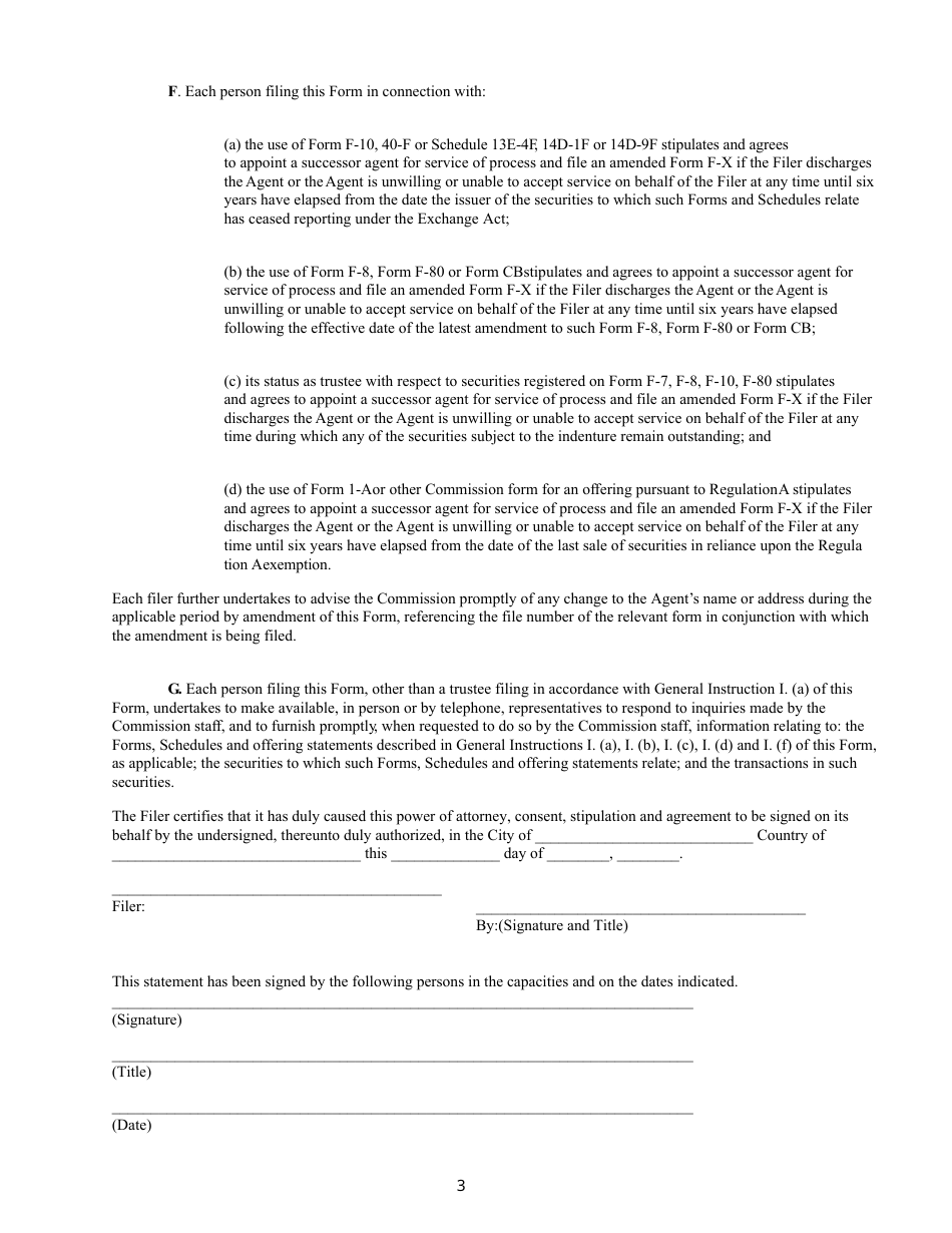 SEC Form 2288 (F-X) - Fill Out, Sign Online and Download Printable PDF ...