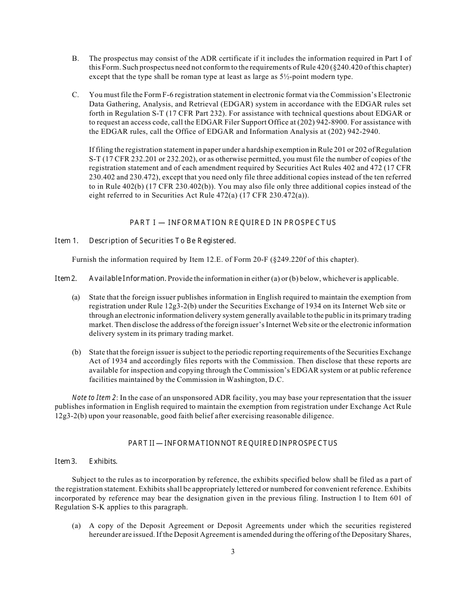 SEC Form 2001 (F-6) Registration Statement Under the Securities Act of 1933 for Depositary Shares Evidenced by American Depositary Receipts, Page 3