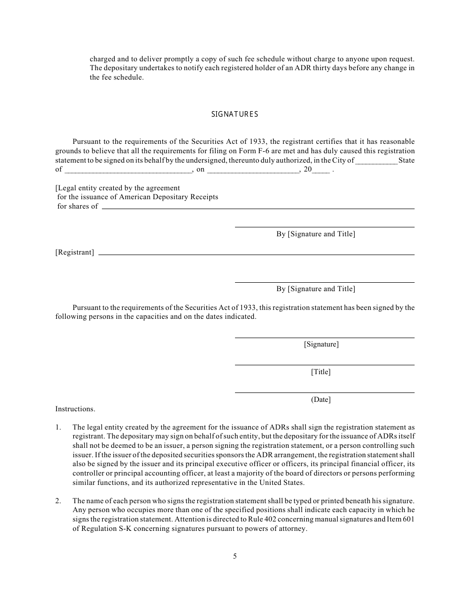 SEC Form 2001 (F-6) Registration Statement Under the Securities Act of 1933 for Depositary Shares Evidenced by American Depositary Receipts, Page 5