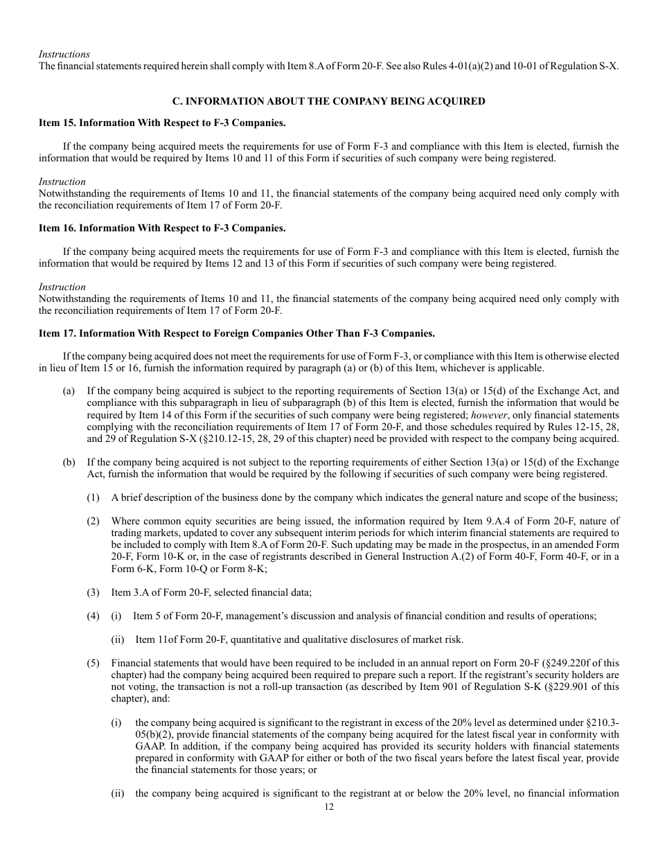SEC Form 2078 (F-4) Registration Statement Under the Securities Act of 1933, Page 12