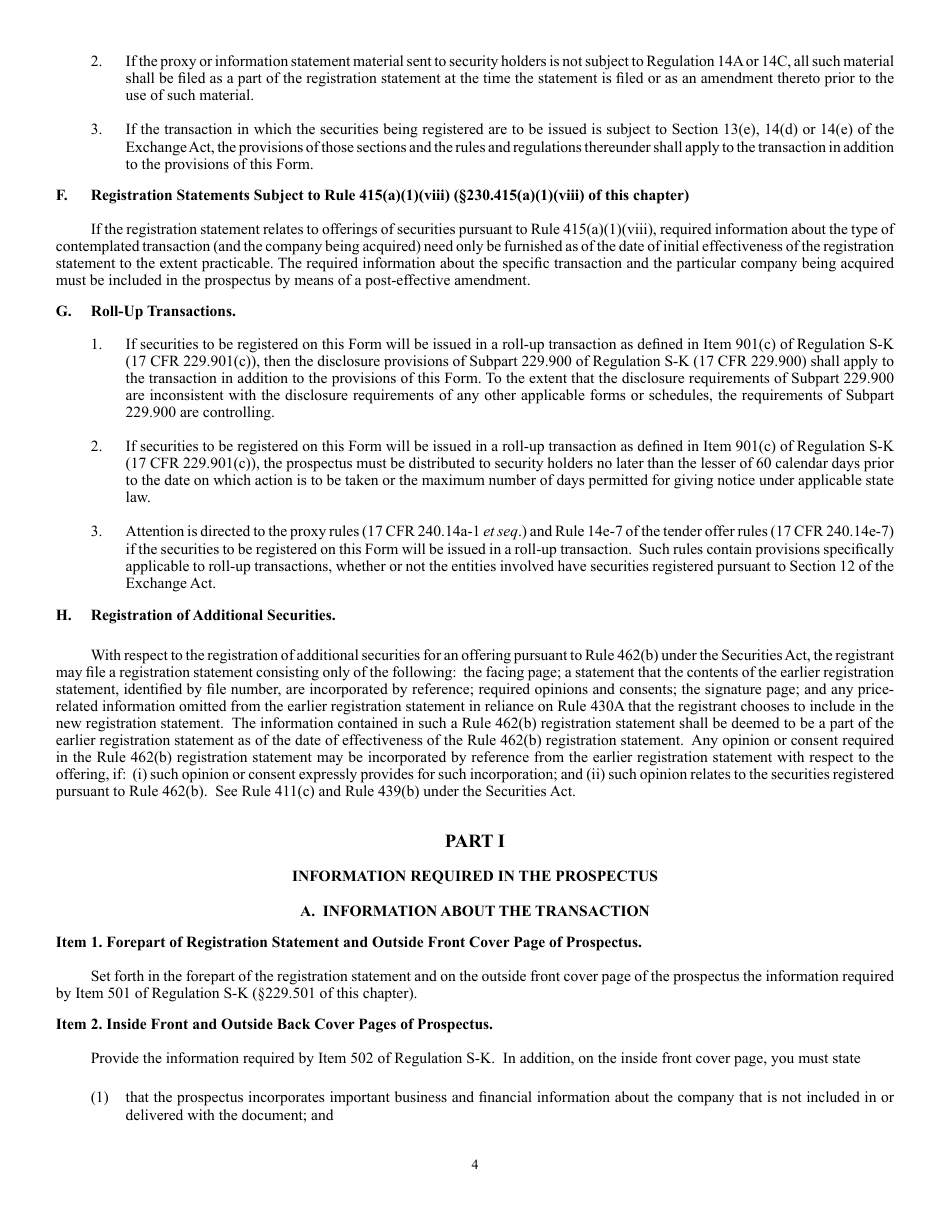 SEC Form 2078 (F-4) Registration Statement Under the Securities Act of 1933, Page 4