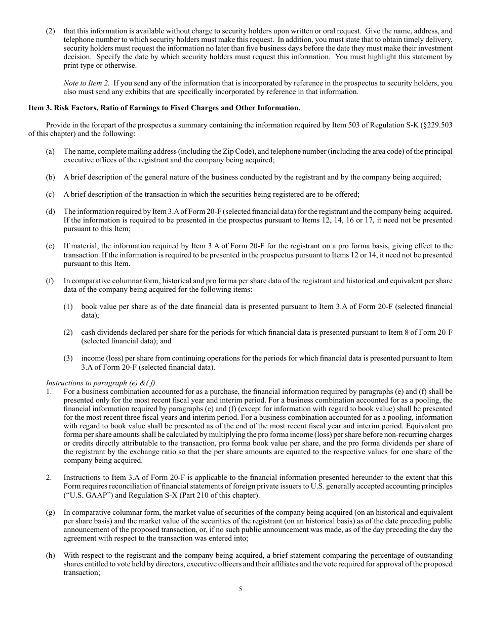 SEC Form 2078 (F-4) Registration Statement Under the Securities Act of 1933, Page 5