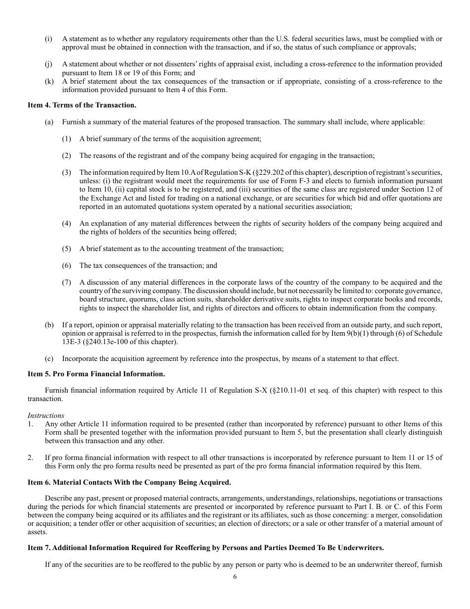 SEC Form 2078 (F-4) Registration Statement Under the Securities Act of 1933, Page 6