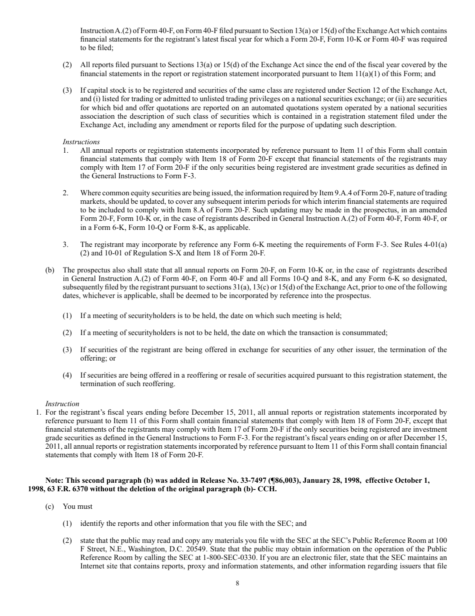 SEC Form 2078 (F-4) Registration Statement Under the Securities Act of 1933, Page 8