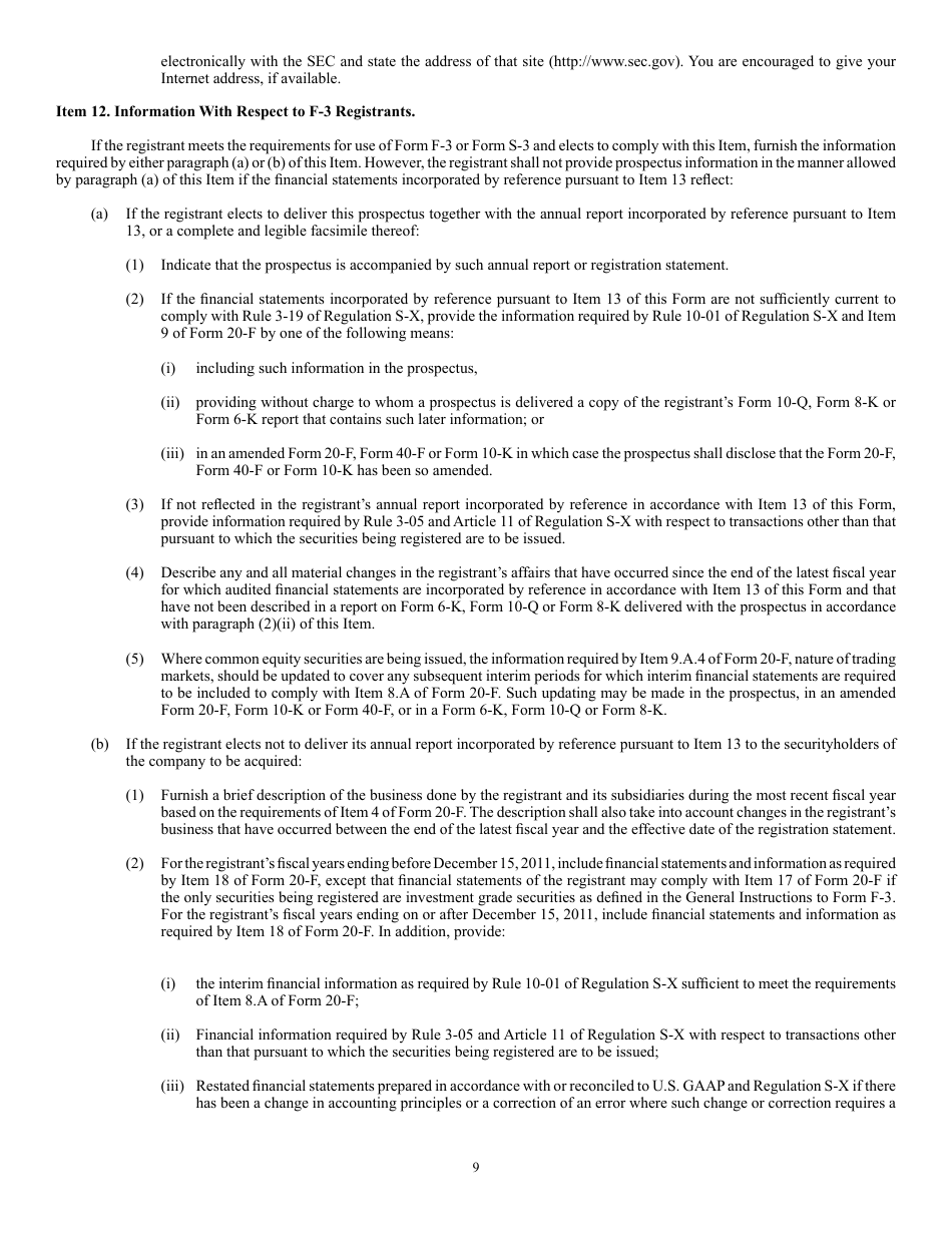 SEC Form 2078 (F-4) Registration Statement Under the Securities Act of 1933, Page 9