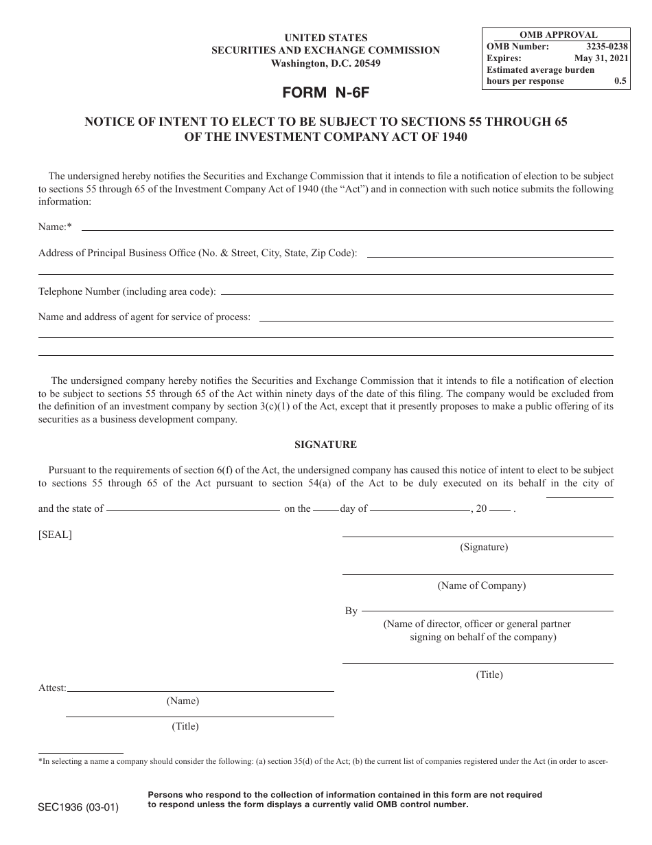 Section 65 Form.pdf SEC Form 1936 (N-6F) - Fill Out, Sign Online and Download Fillable PDF ...