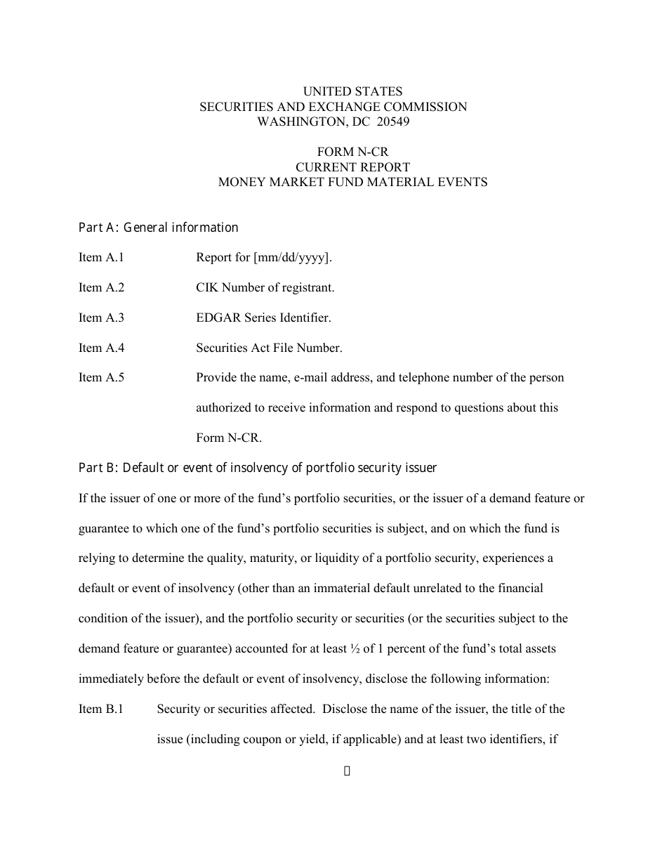 SEC Form 2918 (N-CR) Current Report - Money Market Fund Material Events, Page 3