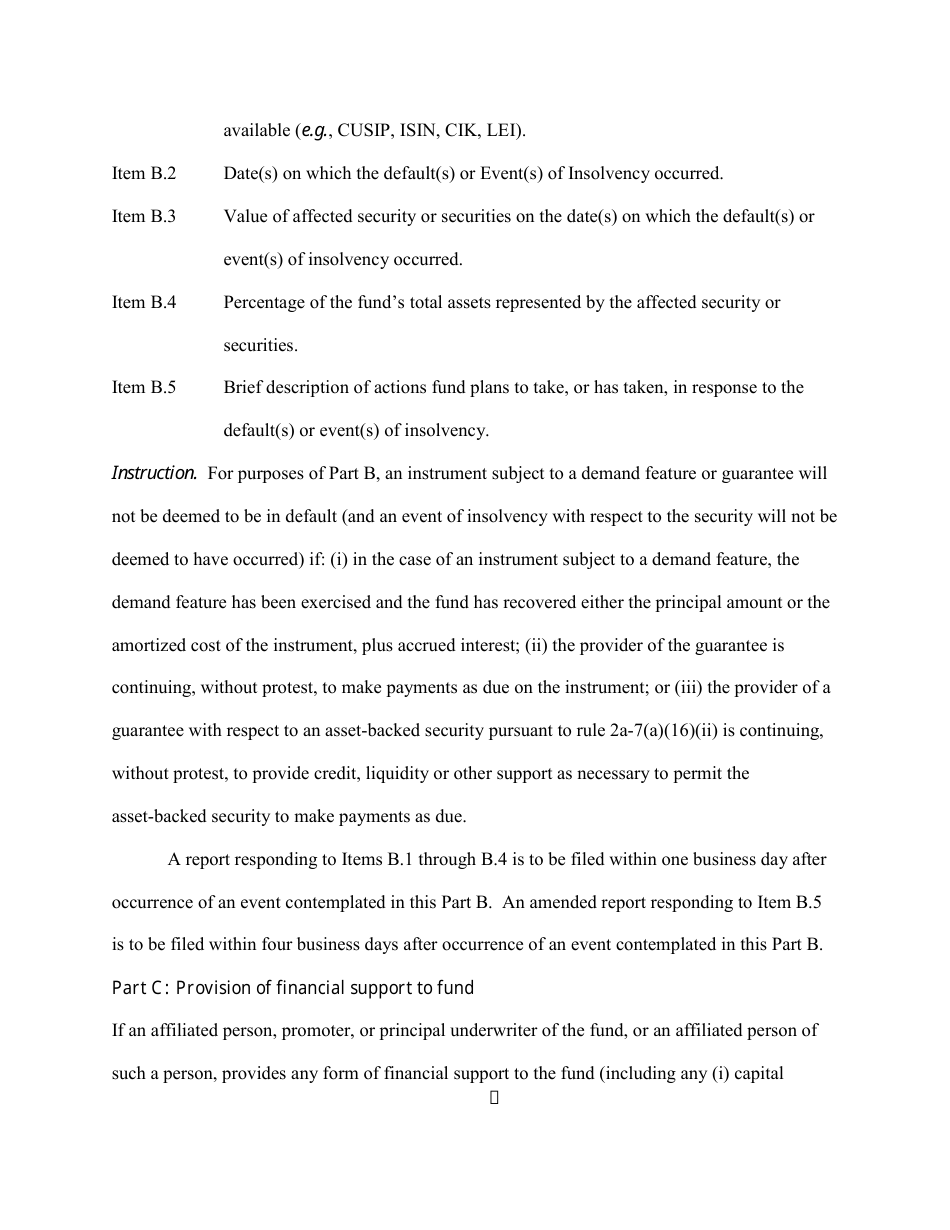 SEC Form 2918 (N-CR) Current Report - Money Market Fund Material Events, Page 4