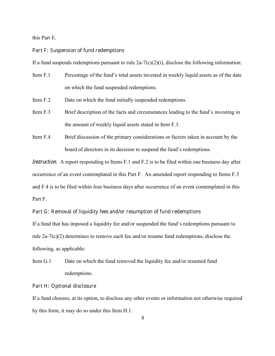 SEC Form 2918 (N-CR) Current Report - Money Market Fund Material Events, Page 8
