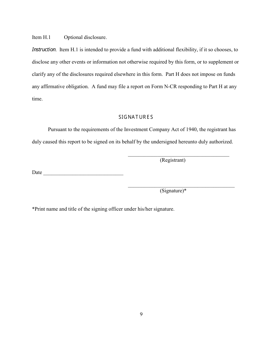 SEC Form 2918 (N-CR) Current Report - Money Market Fund Material Events, Page 9