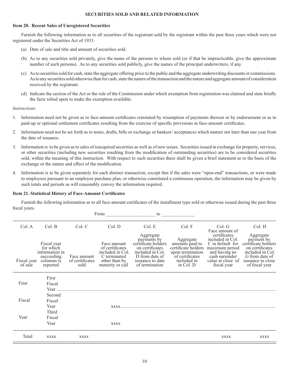 SEC Form 1285 (N-8B-4) Registration Statement of Face-Amount Certificate Companies, Page 10