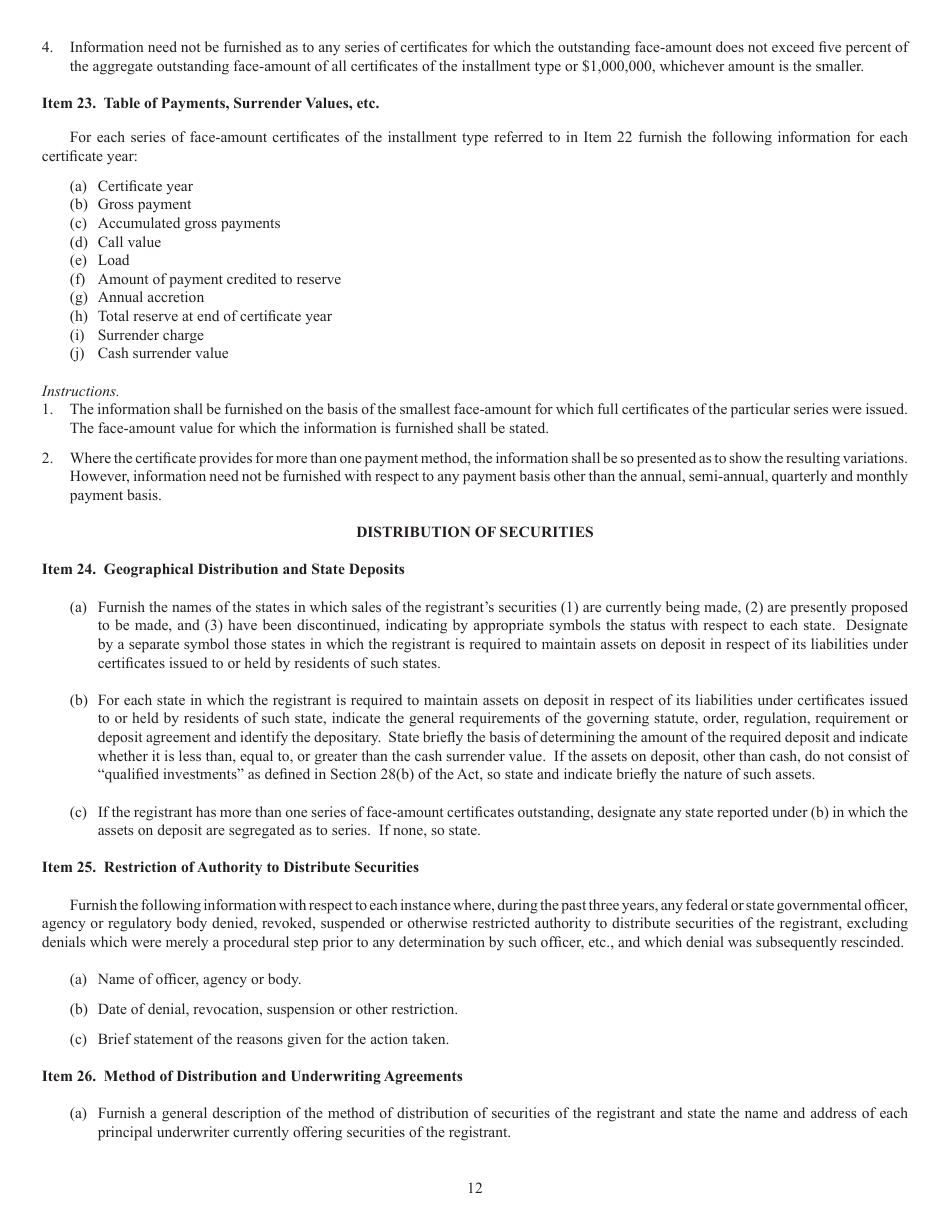 SEC Form 1285 (N-8B-4) Registration Statement of Face-Amount Certificate Companies, Page 12