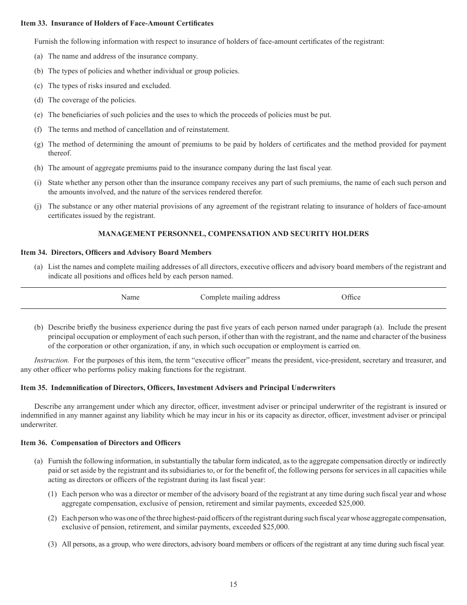 SEC Form 1285 (N-8B-4) Registration Statement of Face-Amount Certificate Companies, Page 15
