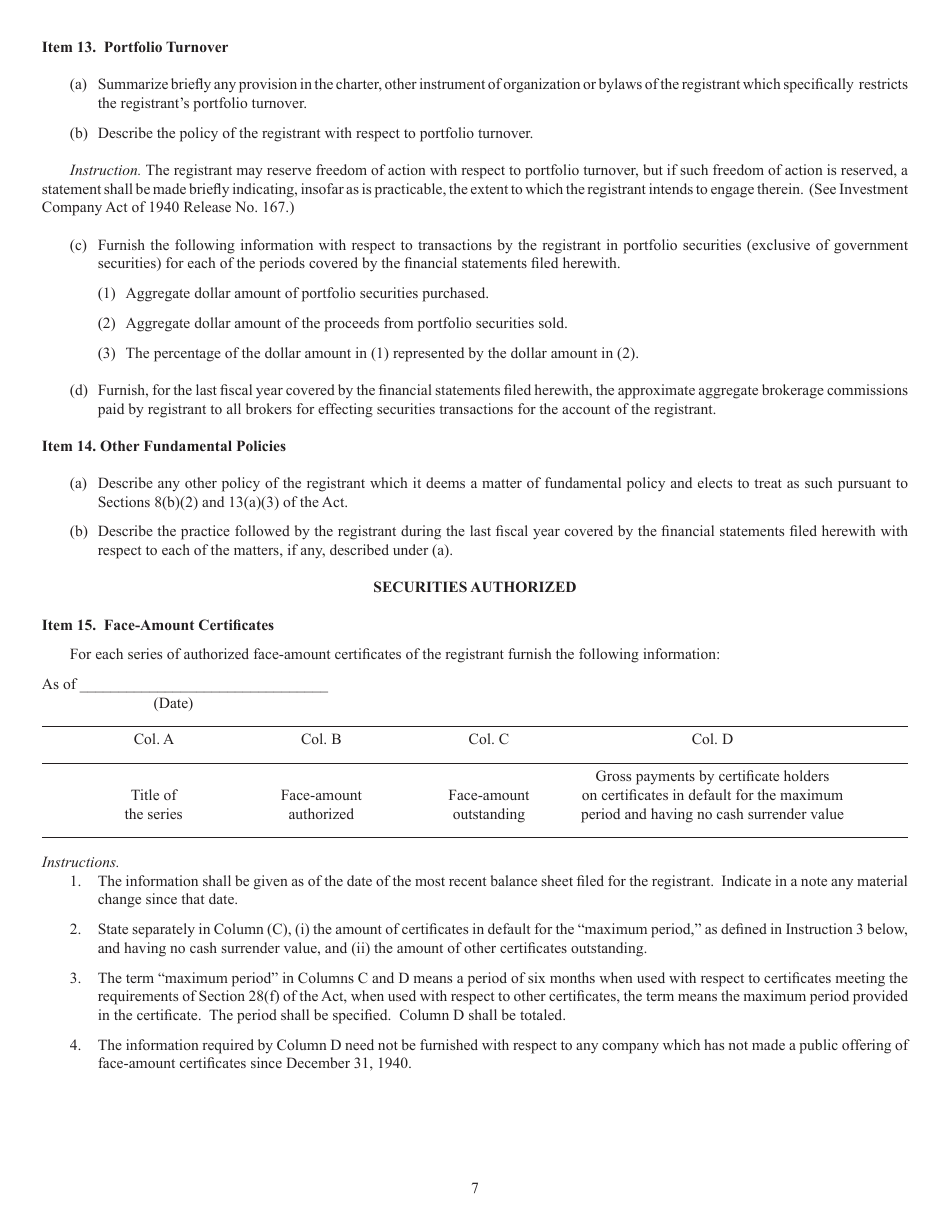 SEC Form 1285 (N-8B-4) Registration Statement of Face-Amount Certificate Companies, Page 7