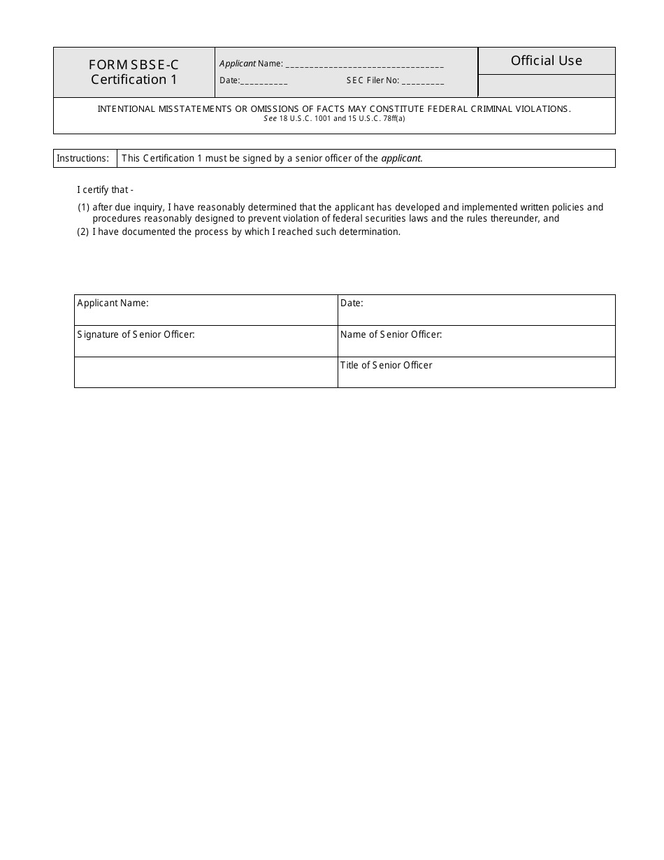 SEC Form 2927 (SBSE-C) Certifications for Registration of Security-Based Swap Dealers and Major Security-Based Swap Participants, Page 3