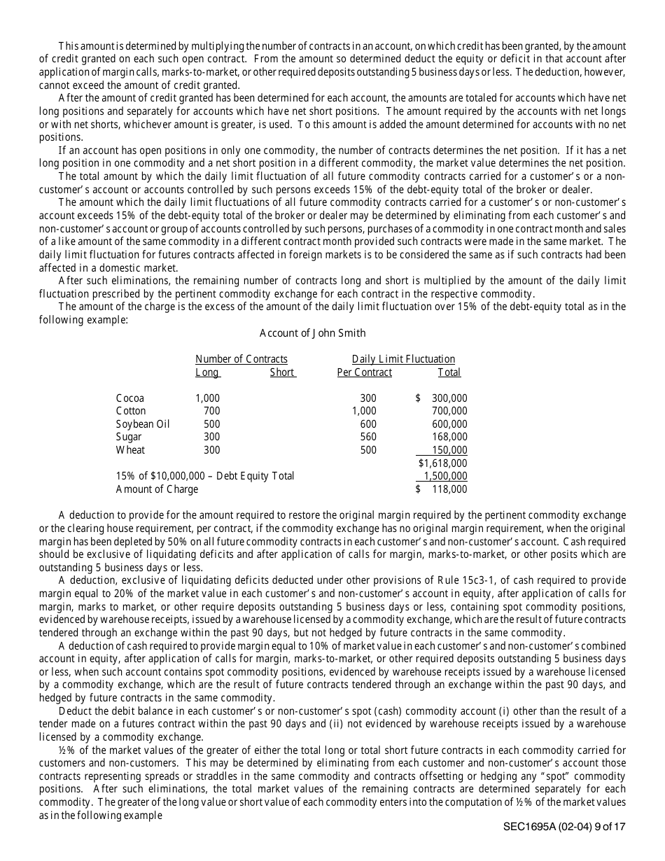 Instructions for SEC Form 1695, X-17A-5 Part II Focus Report, Page 9