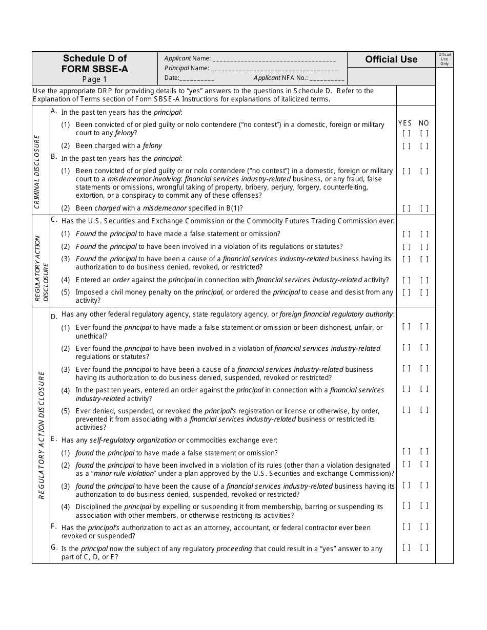 SEC Form 2925 (SBSE-A) Application for Registration of Security-Based Swap Dealers and Major Security-Based Swap Participants That Are Registered or Registering With the Commodity Futures Trading Commission as a Swap Dealer or Major Swap Participant, Page 11