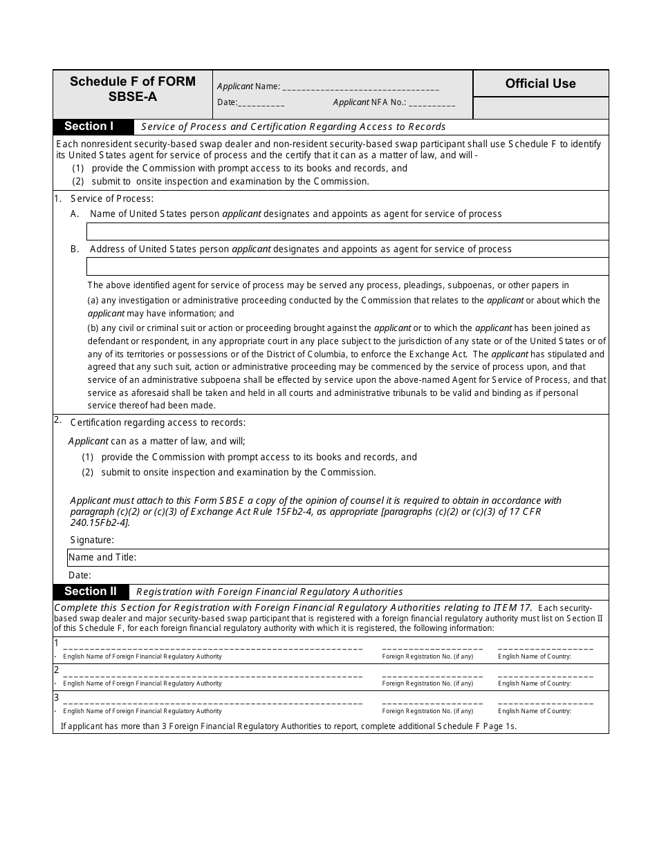 SEC Form 2925 (SBSE-A) Application for Registration of Security-Based Swap Dealers and Major Security-Based Swap Participants That Are Registered or Registering With the Commodity Futures Trading Commission as a Swap Dealer or Major Swap Participant, Page 13
